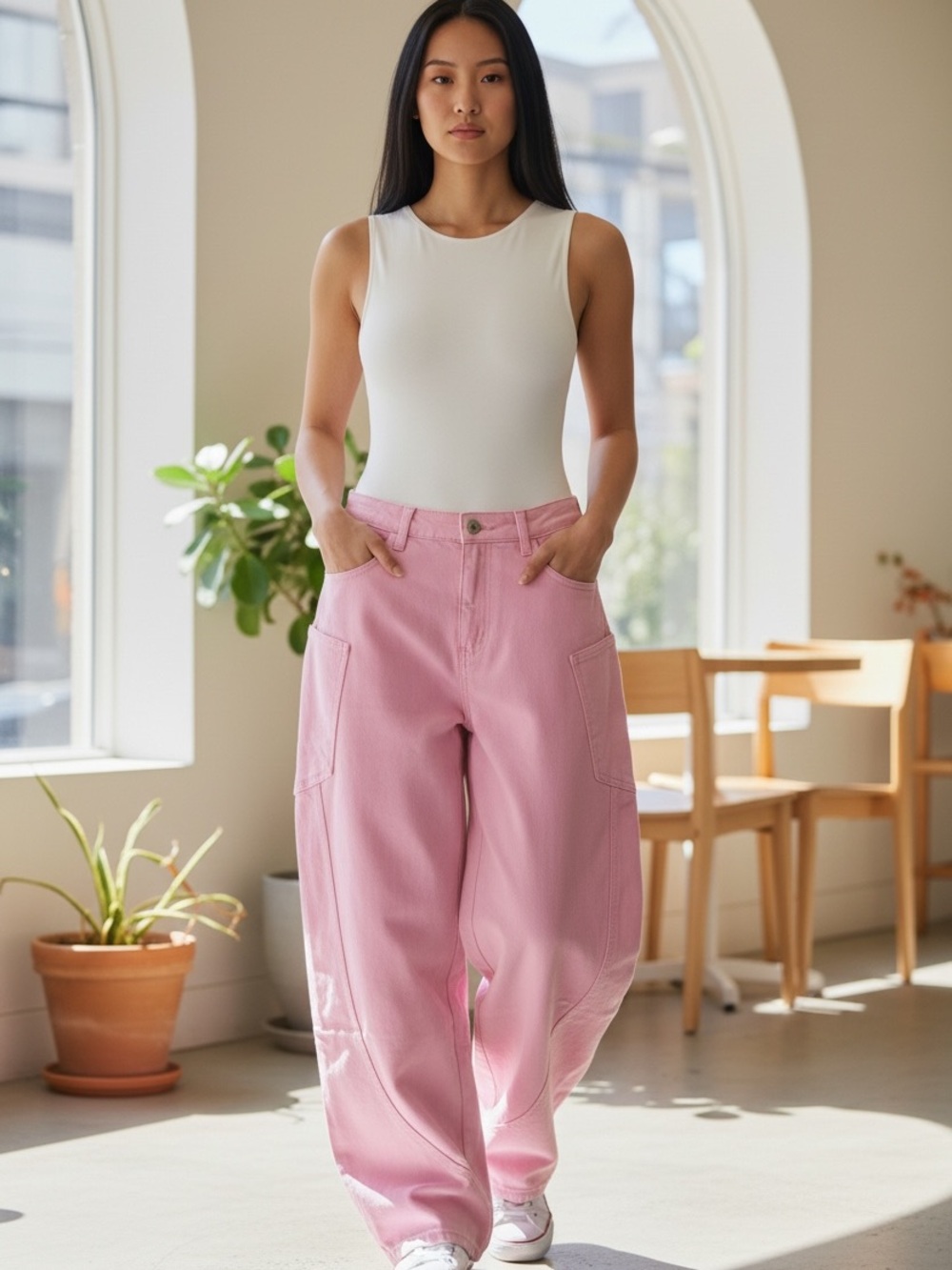 NWT Pink Barrel Denim Sz M
